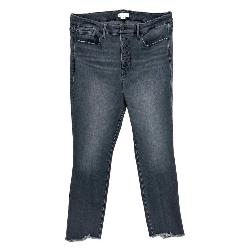 Good American Gray Straight Leg Jeans